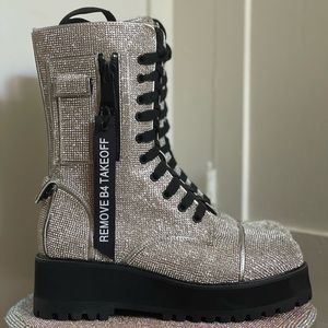 Dolls Kill Billionaire Bling Boots Rhinestone Combat